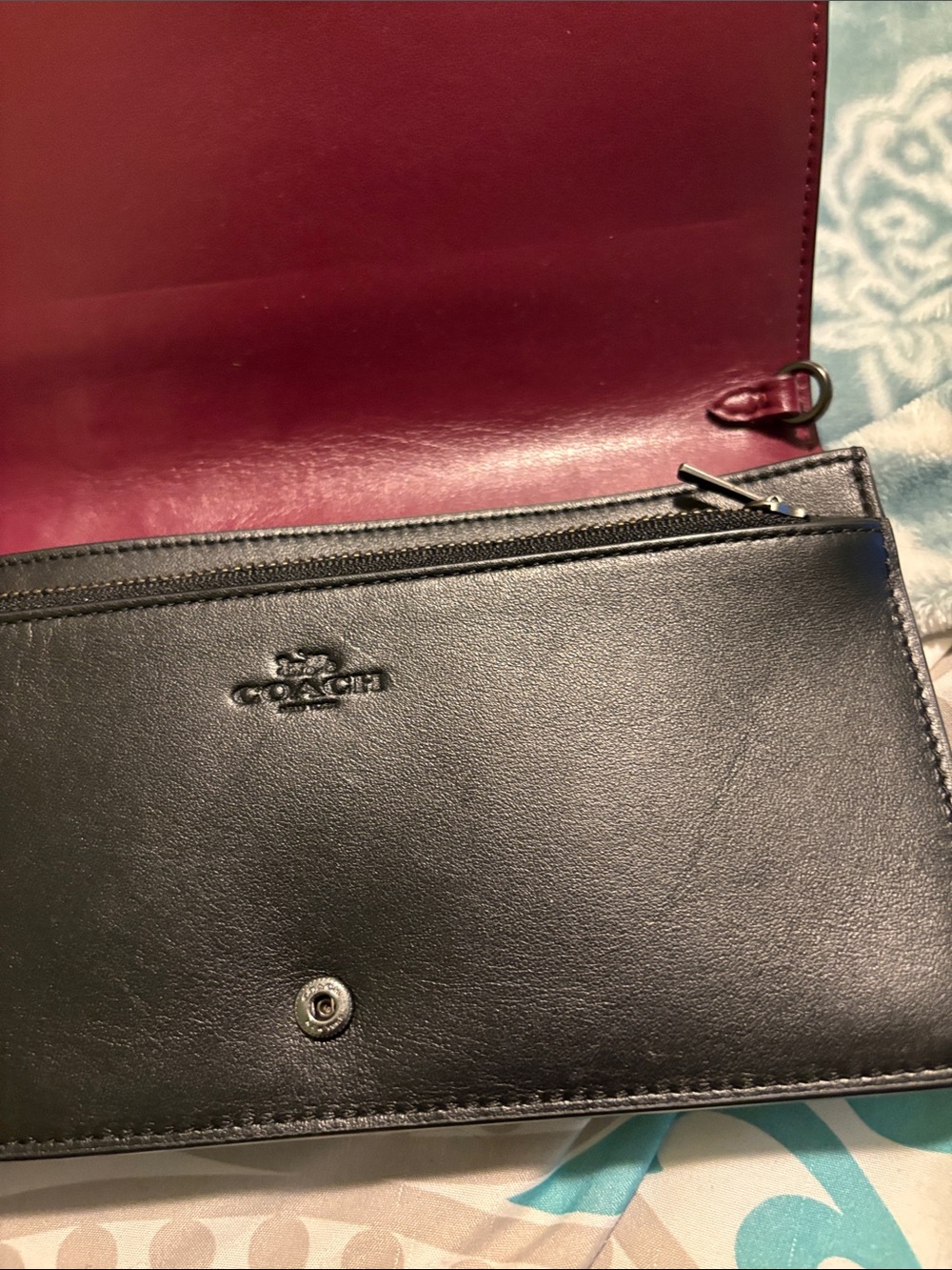 Coach Black Leather Clutch with Metallic Purple Panels - Picture 10 of 11
